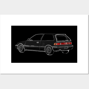 Honda Civic EF Hatchback Sketch Posters and Art